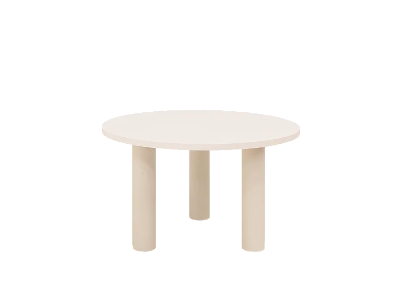 Mesa de comedor redonda de microcemento en tono blanco roto DECOWOOD de Ø120x75cm - LUCÍA - DECOWOOD