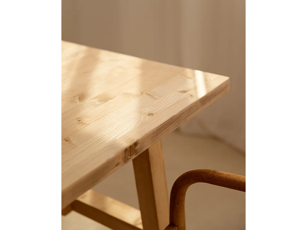 Table de salle à manger en bois de sapin marron 200x75cm - SIEP - DECOWOOD