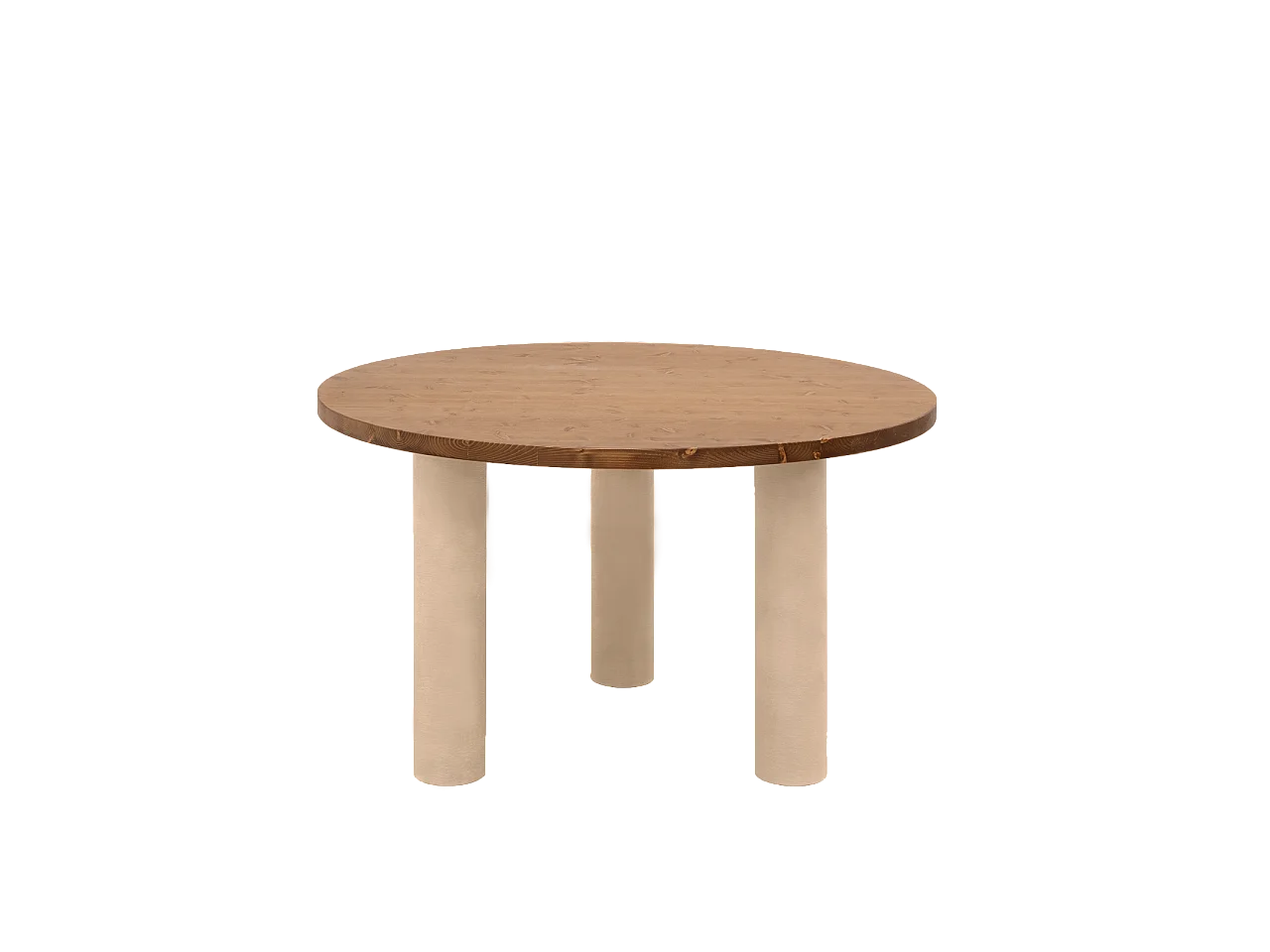 Tavolo da pranzo rotondo in legno marrone e microcemento terra 120cm