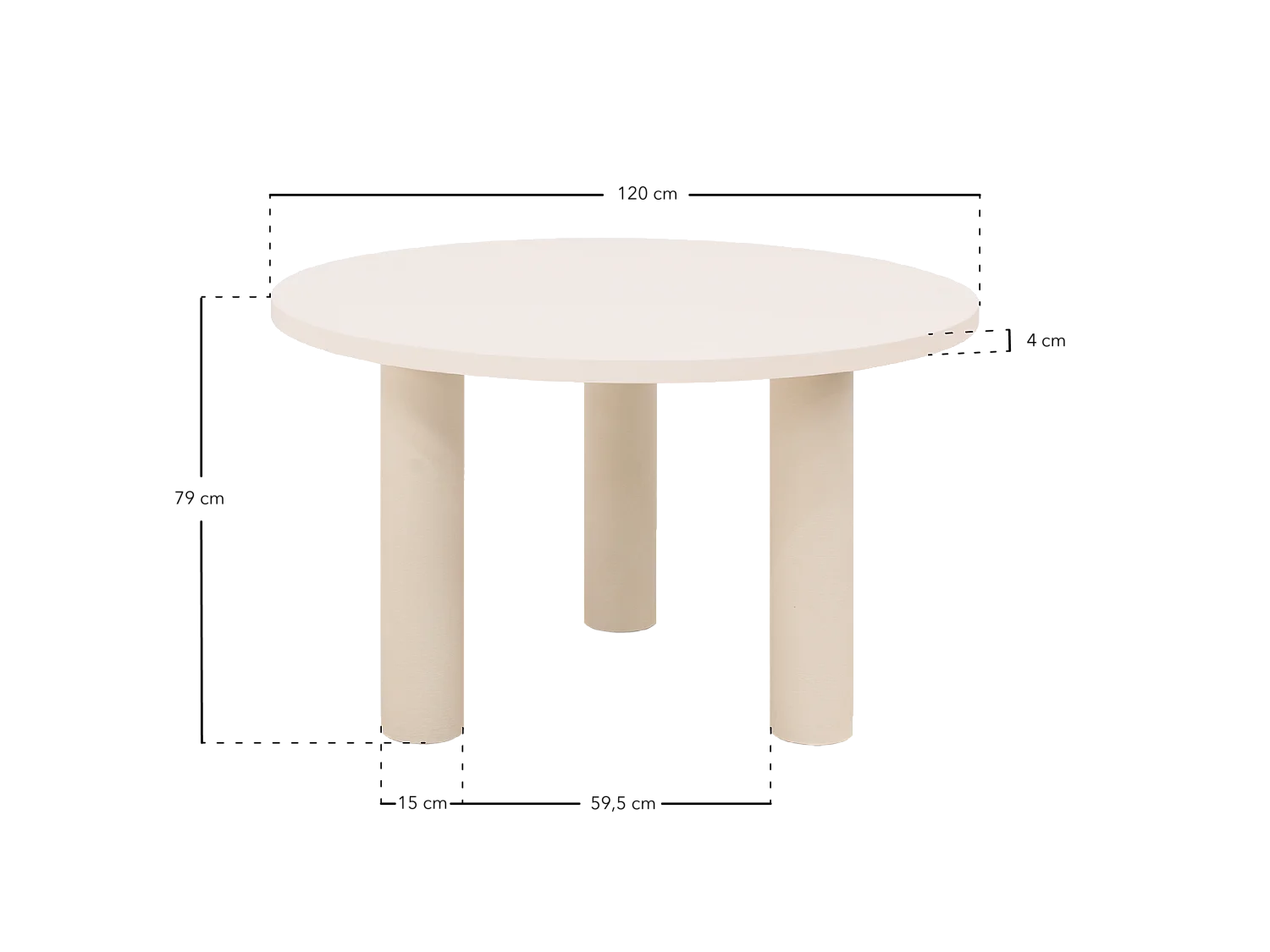 Tavolo da pranzo rotondo in legno marrone e microcemento terra 120cm