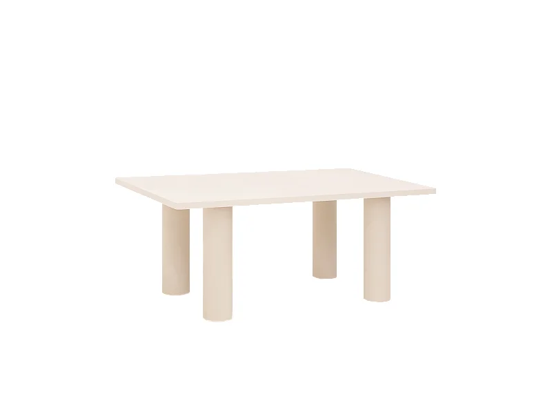 Table de salle à manger rectangularie en microciment de teinte blanc cassé 180cm - LUCÍA - DECOWOOD