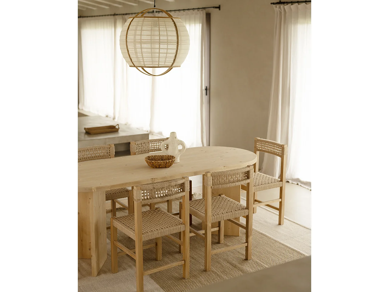 Table à manger en bois de sapin marron 180x75cm - OSAKA - DECOWOOD