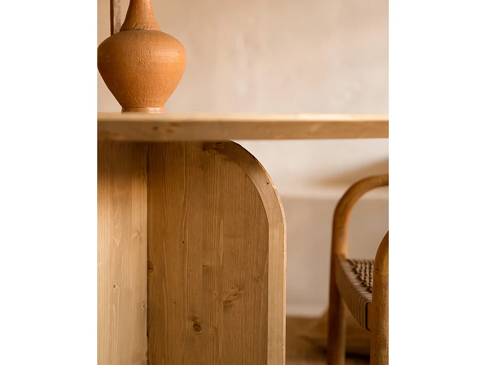 Tavolo da pranzo rotondo in legno massello in tono marrone chiaro Ø110x75cm - TOKYO - DECOWOOD