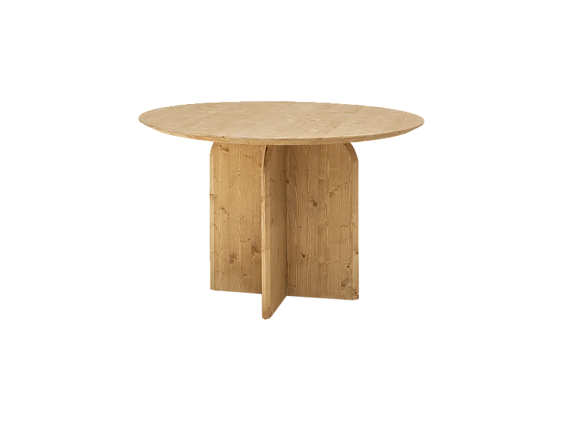 Tavolo da pranzo rotondo in legno massello in tono marrone chiaro Ø110x75cm - TOKYO - DECOWOOD