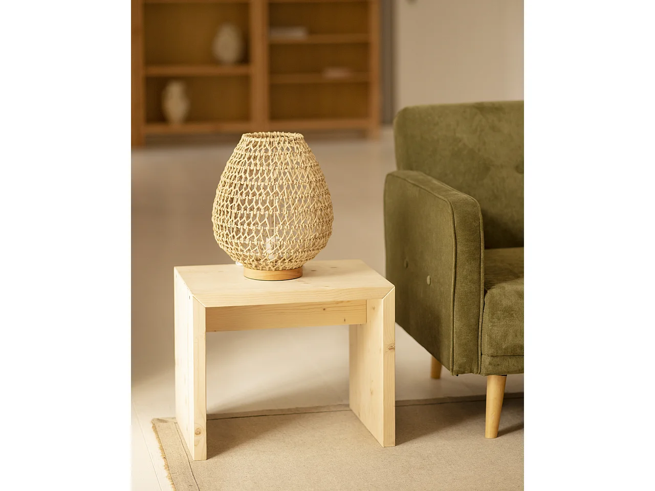 Set tavolo da pranzo 120cm e 4 sgabelli in legno masello in tono naturale - TELVA - DECOWOOD