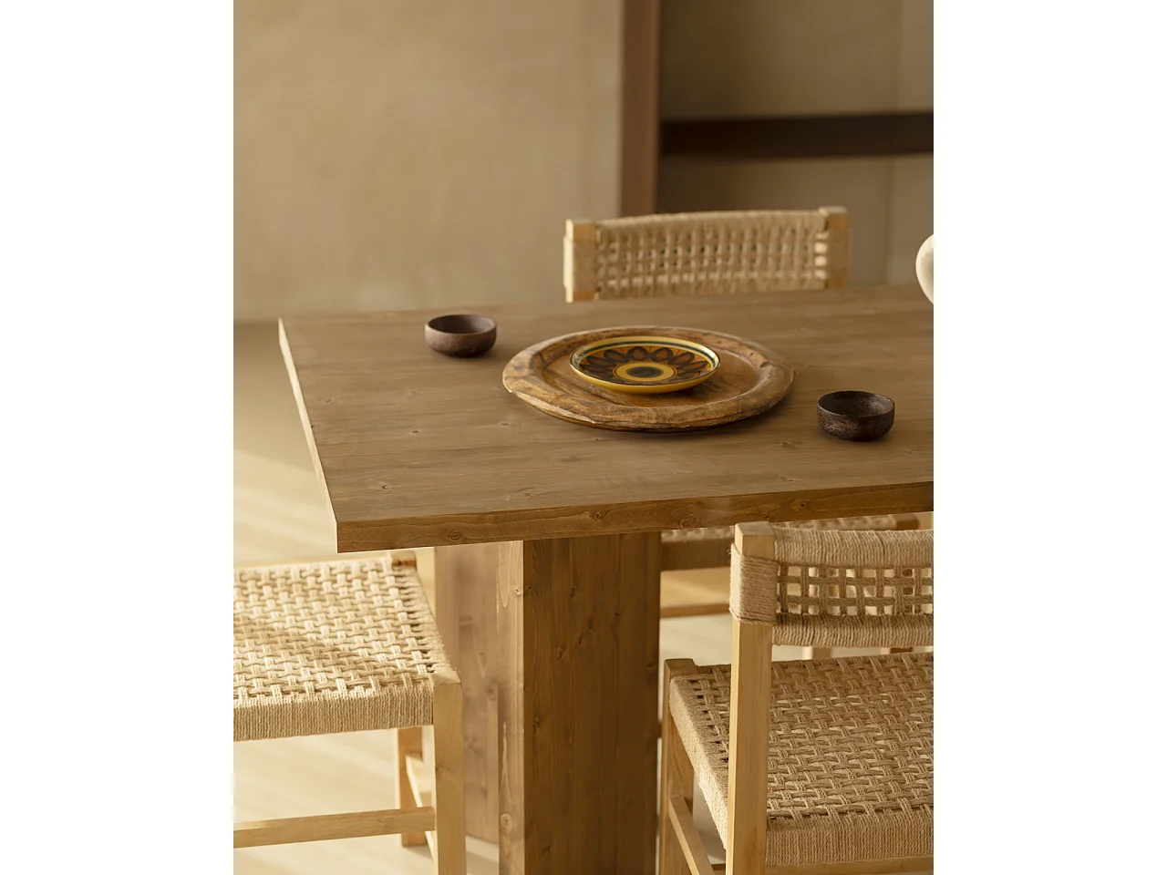 Tavolo da pranzo rettangolare in legno masello in tono rovere scuro 200x75cm - KYOTO - DECOWOOD