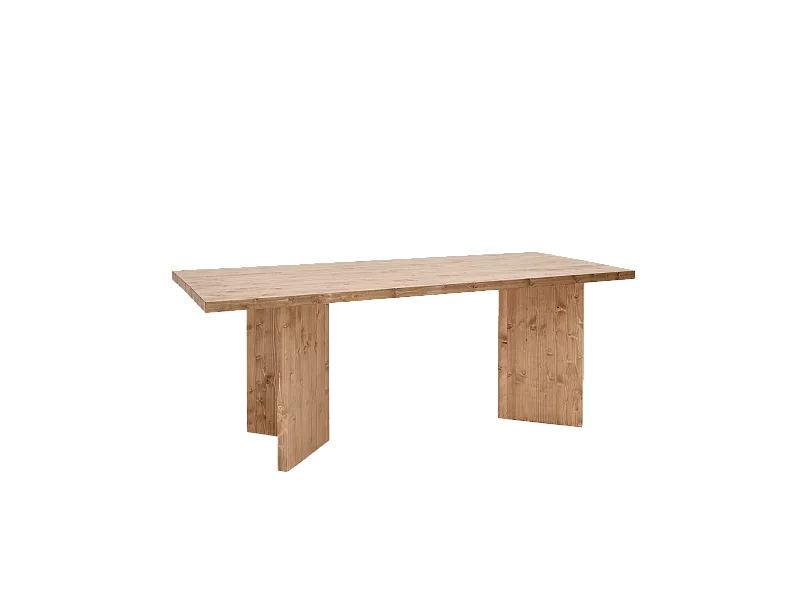 Tavolo da pranzo rettangolare in legno masello in tono rovere scuro 200x75cm - KYOTO - DECOWOOD
