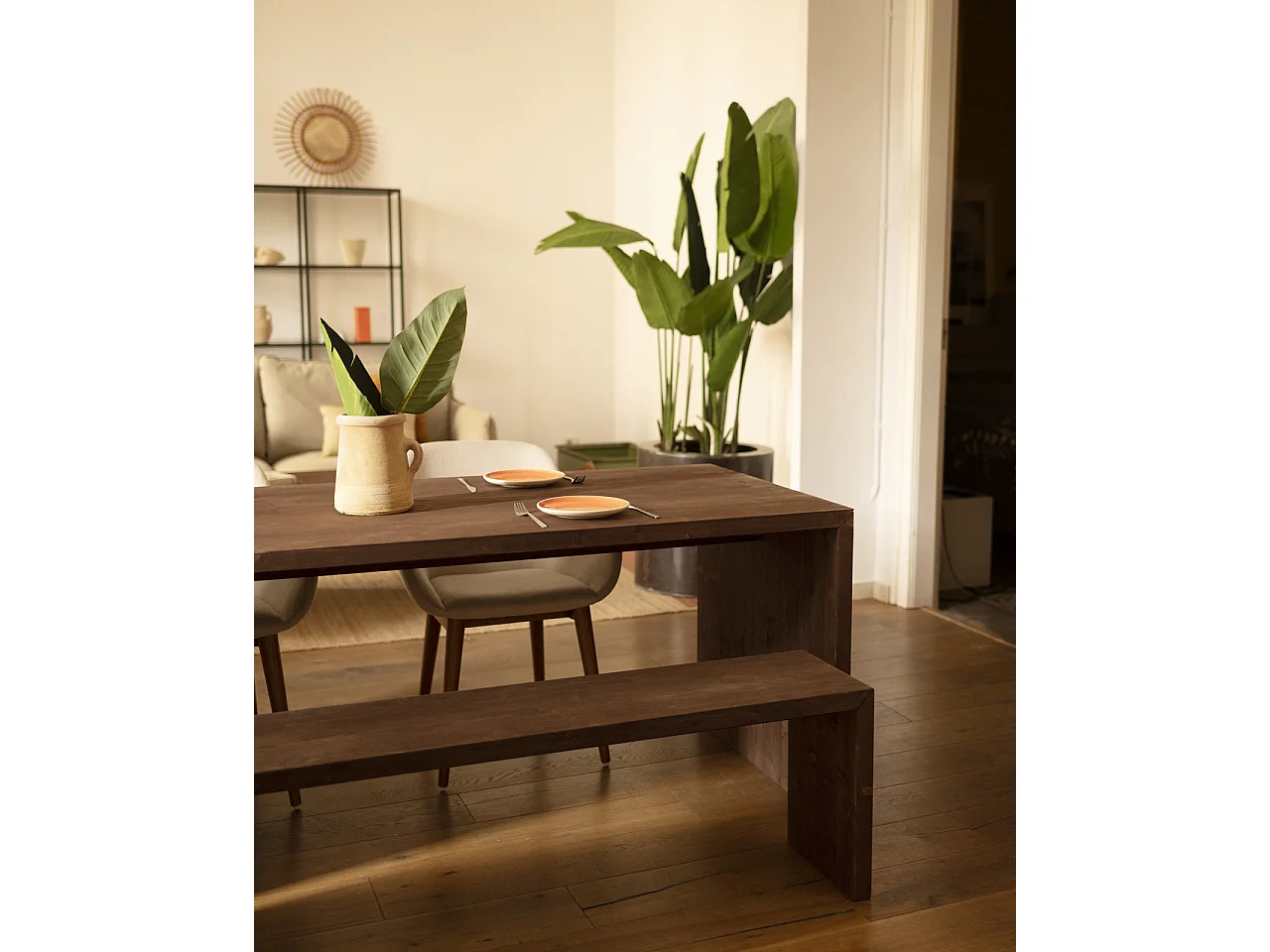 Tavolo da pranzo rettangolare in legno massello in tono noce 120x75cm - TELVA - DECOWOOD