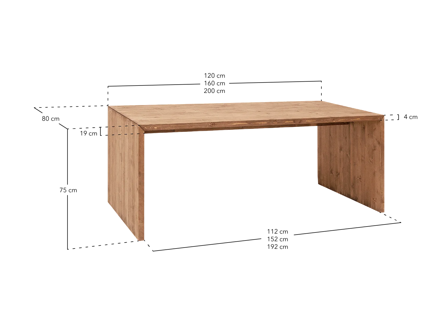 Tavolo da pranzo rettangolare in legno massello in tono noce 120x75cm - TELVA - DECOWOOD