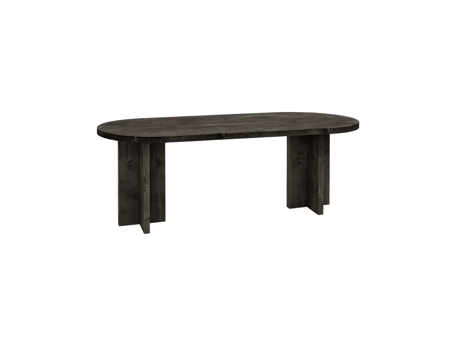 Table à manger ovale en bois de sapin noir 180x75cm - TOKYO - DECOWOOD
