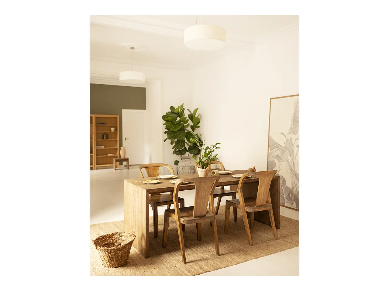 Tavolo da pranzo rettangolare in legno massello in tono marrone 160x75cm - TELVA - DECOWOOD