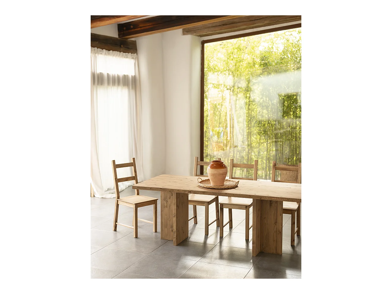 Tavolo da pranzo in legno massiccio colore marrone scuro 180x75cm - TENA - DECOWOOD