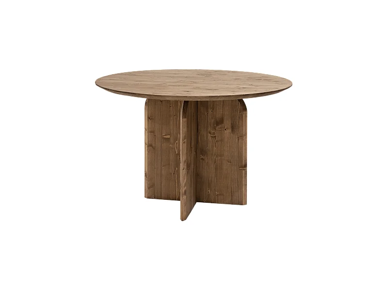 Mesa de comedor de madera de abeto maciza redonda Decowood en tono roble oscuro de Ø110x75cm - TOKYO - DECOWOOD