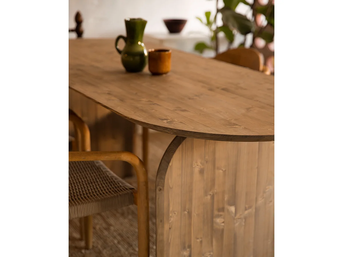 Tavolo da pranzo ovale in legno massello in tono marrone 180x75,2cm - BLOOM - DECOWOOD