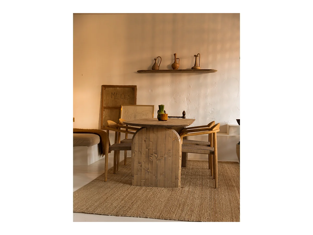Table à manger ovale en bois de sapin vieilli 180x75,2cm - BLOOM - DECOWOOD