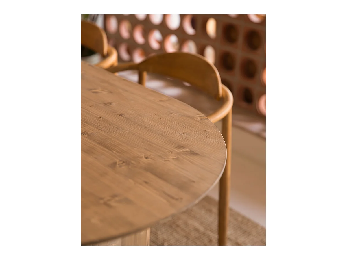 Mesa de comedor de madera de abeto ovalada Decowood en tono roble oscuro de 180x75,2cm - BLOOM - DECOWOOD