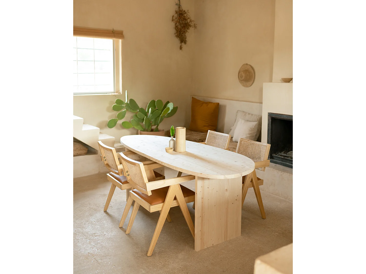 Table à manger en bois de sapin naturelle 210,2x75cm - MUR - DECOWOOD