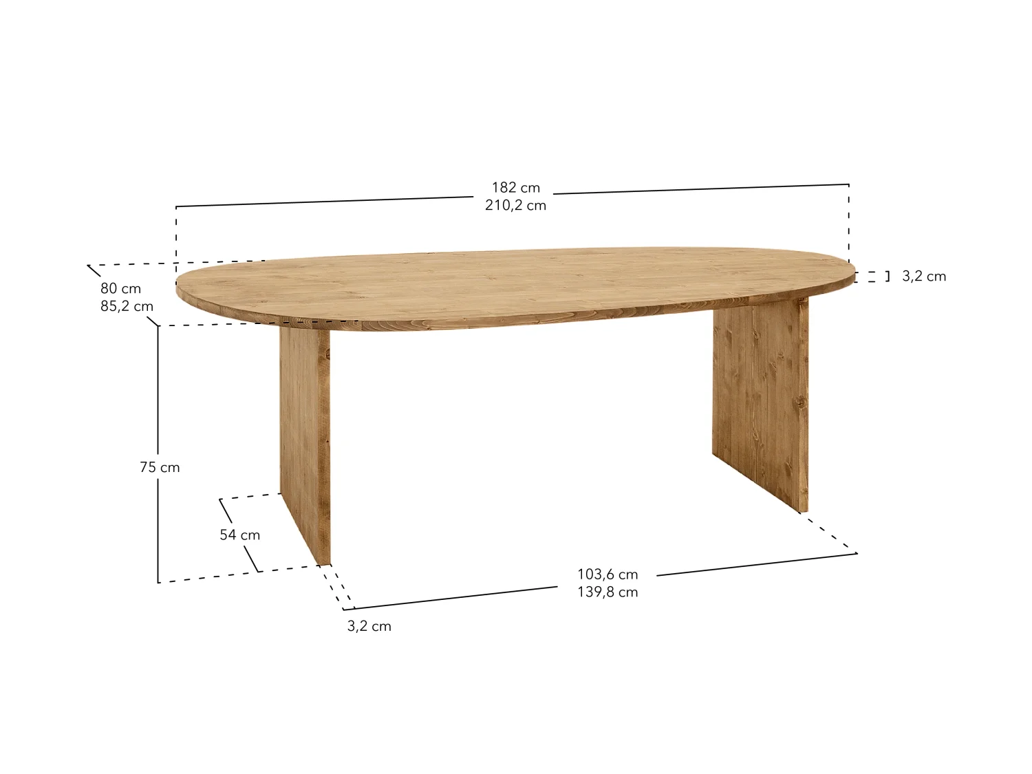 Table à manger en bois de sapin naturelle 210,2x75cm - MUR - DECOWOOD