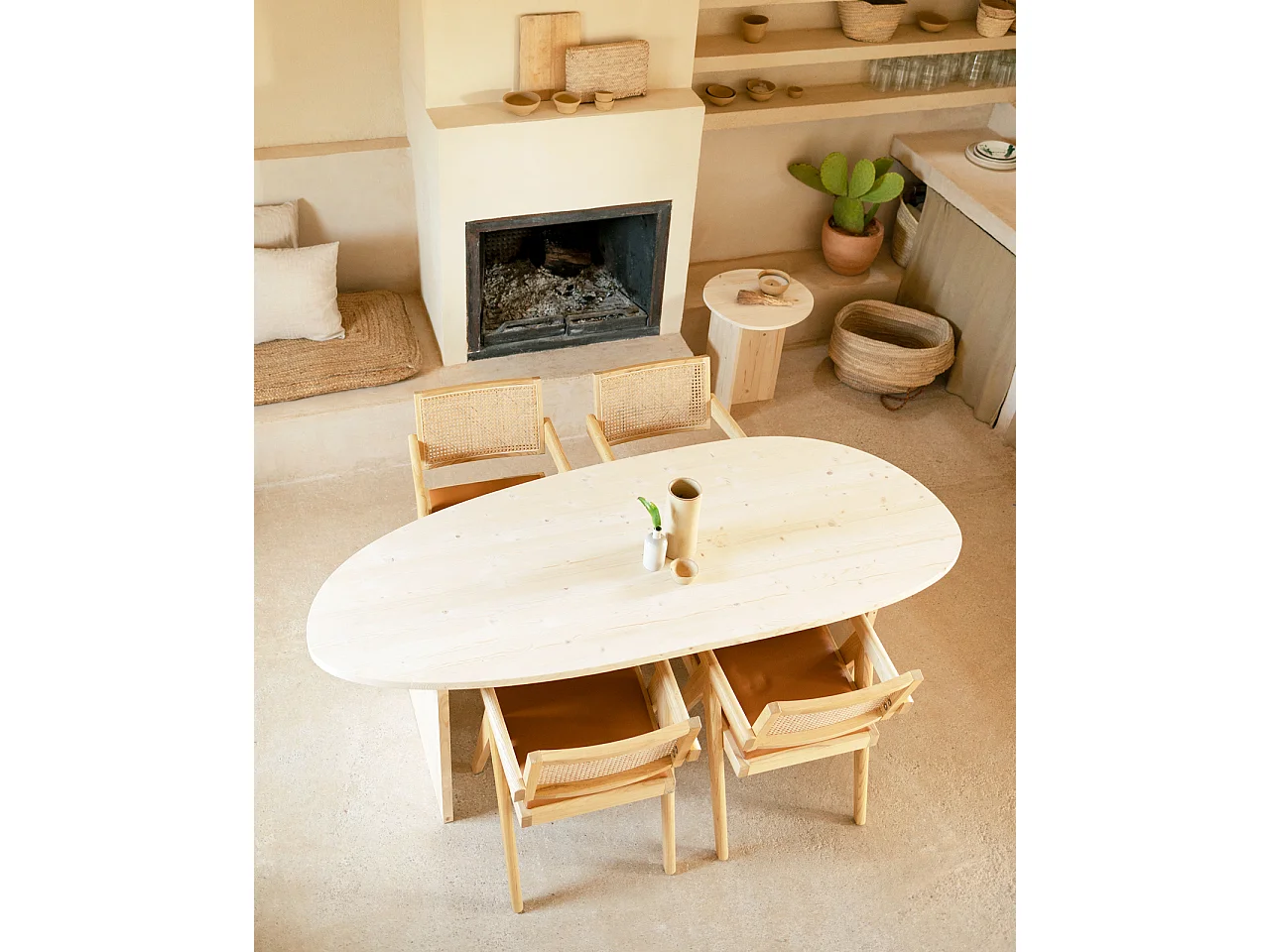 Table à manger en bois de sapin naturelle 210,2x75cm - MUR - DECOWOOD