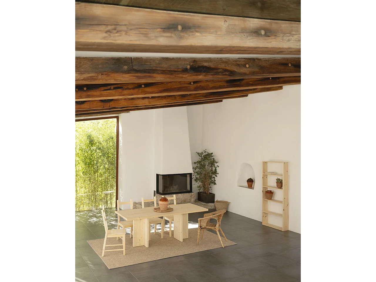 Tavolo da pranzo in legno massiccio colore naturale 160x75cm - TENA - DECOWOOD