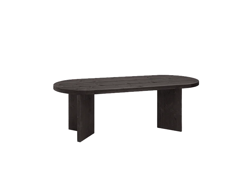 Mesa de comedor de madera maciza de abeto ovalada Decowood en tono negro de 160x75cm en tono negro - OSAKA - DECOWOOD