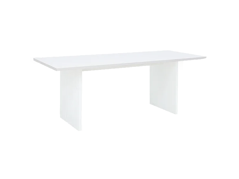Mesa de comedor de madera de pino maciza rectangular con patas ranuradas Decowood de 200x80cm en tono blanco - BALI - DECOWOOD