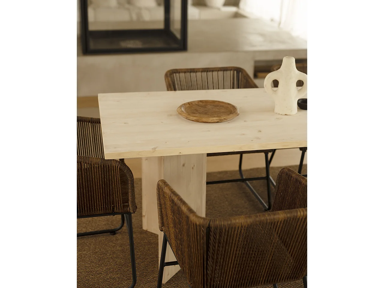 Table de salle à manger en bois de sapin naturel 200x75cm - KYOTO - DECOWOOD