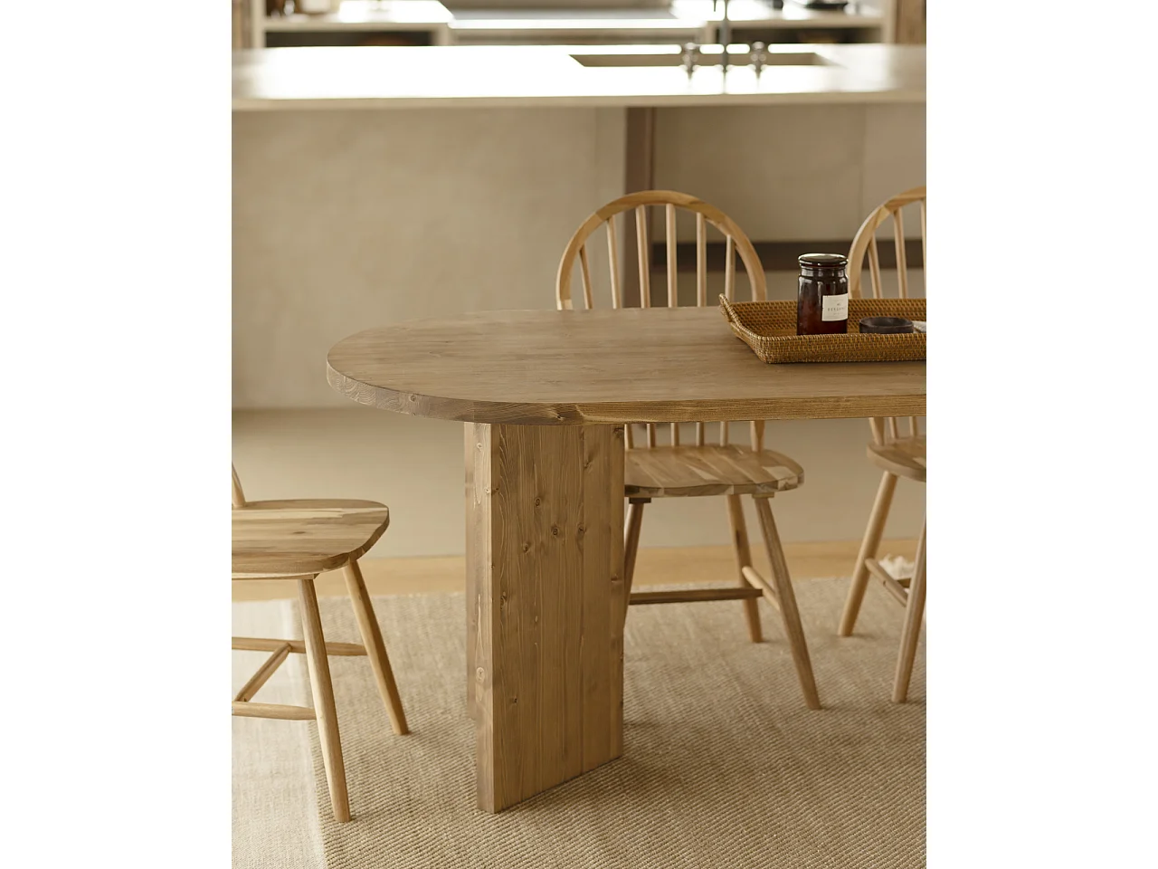 Table à manger en bois de sapin vieilli 180x75cm - OSAKA - DECOWOOD