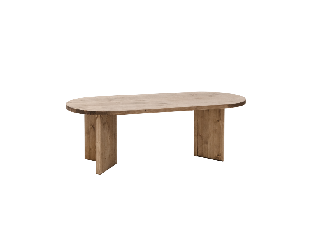 Tavolo da pranzo ovale in legno masello in tono rovere scuro 180x75cm - OSAKA - DECOWOOD