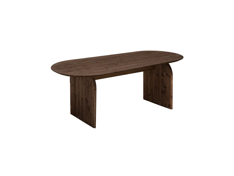 Mesa de comedor de madera de abeto maciza ovalada Decowood en tono nogal de 200x75,2cm - BLOOM - DECOWOOD