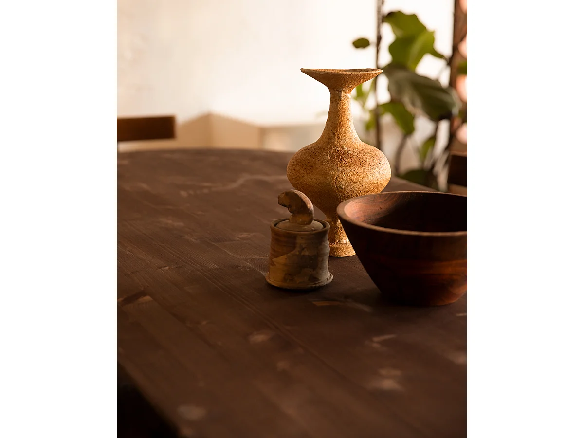 Tavolo da pranzo ovale in legno massello in tono noce 200x75,2cm - BLOOM - DECOWOOD