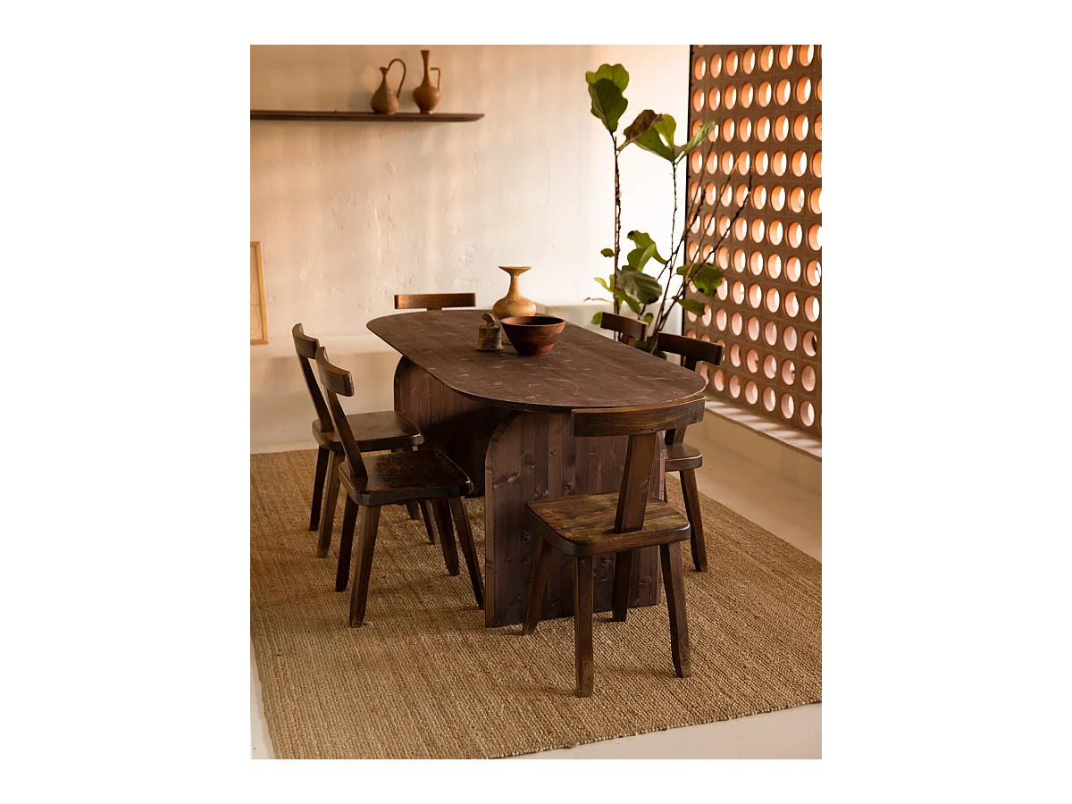 Table à manger ovale en bois de sapin marron 200x75,2cm - BLOOM - DECOWOOD