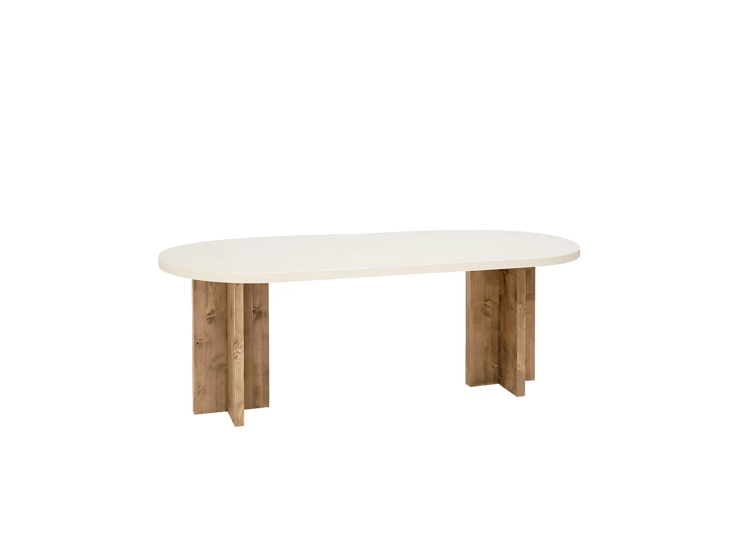 Table de salle à manger ovale en microciment blanc cassé 180x75cm - TOKYO - DECOWOOD