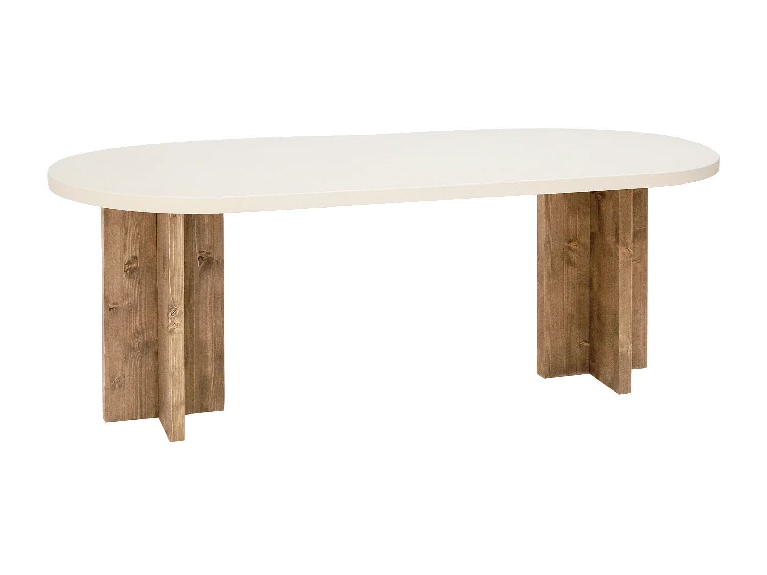 Tavolo da pranzo ovale in microcemento in tono bianco e marrone 180x75cm - TOKYO - DECOWOOD