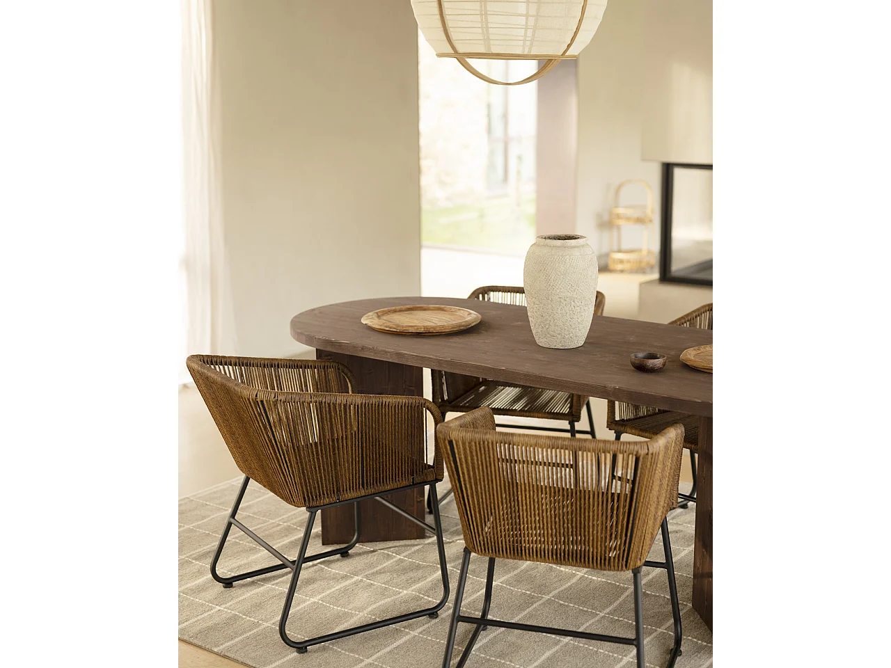 Table à manger en bois de sapin marron 200x75cm - OSAKA - DECOWOOD