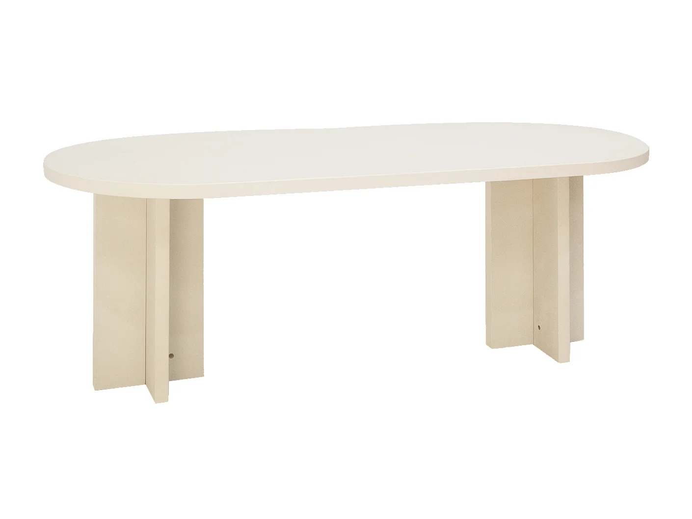 Tavolo da pranzo ovale in microcemento in tono bianco rotto 200x75cm - TOKYO - DECOWOOD