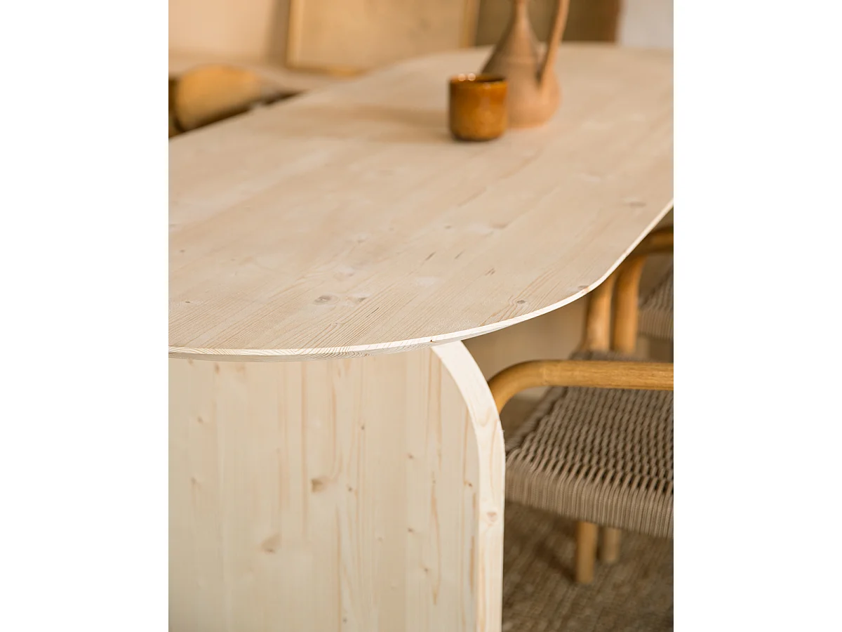 Table à manger ovale en bois de sapin naturel 160x75,2cm - BLOOM - DECOWOOD