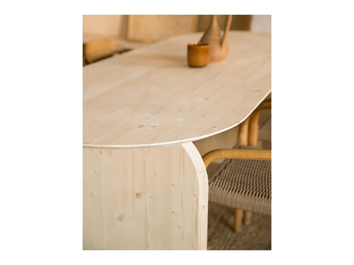 Mesa de comedor de madera de abeto maciza ovalada Decowood en tono natural de 160x75,2cm - BLOOM - DECOWOOD
