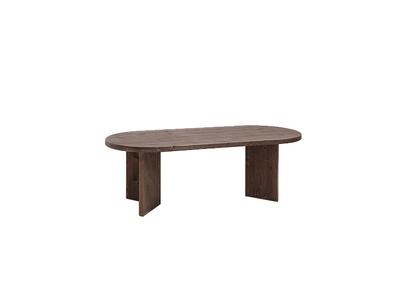 Mesa de comedor de madera maciza de abeto ovalada Decowood en tono nogal de 160x75cm en tono nogal - OSAKA - DECOWOOD