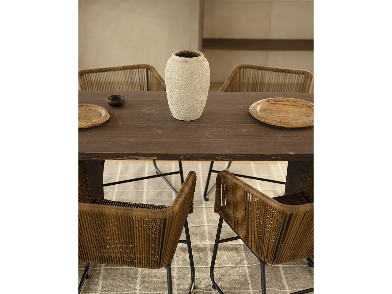 Table à manger en bois de sapin marron 160x75cm - OSAKA - DECOWOOD