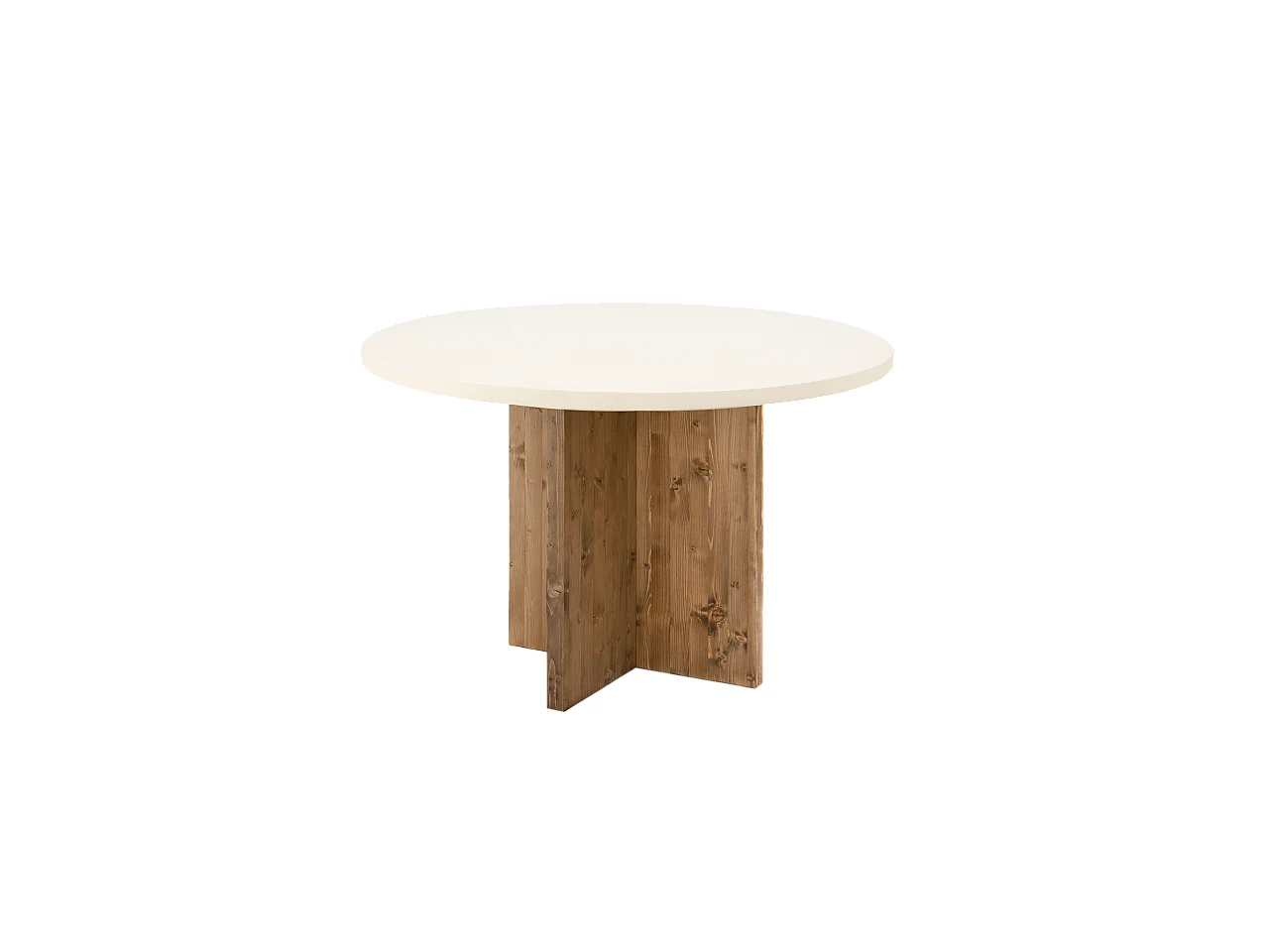 Tavolo da pranzo rotondo in microcemento in tono bianco e marrone Ø110x75cm - TOKYO - DECOWOOD