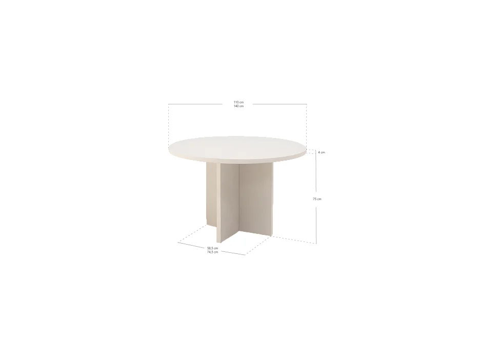 Tavolo da pranzo rotondo in microcemento in tono bianco e marrone Ø110x75cm - TOKYO - DECOWOOD