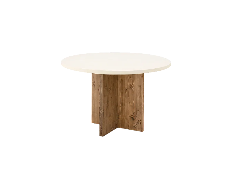Table de salle à manger ronde en microciment blanc cassé Ø110x75cm - TOKYO - DECOWOOD