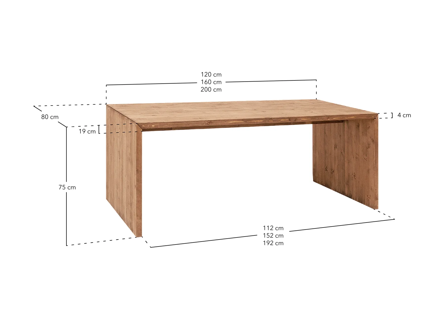 Mesa de comedor rectangular de madera de abeto maciza Decowood en tono roble oscuro de 120x75cm - TELVA - DECOWOOD
