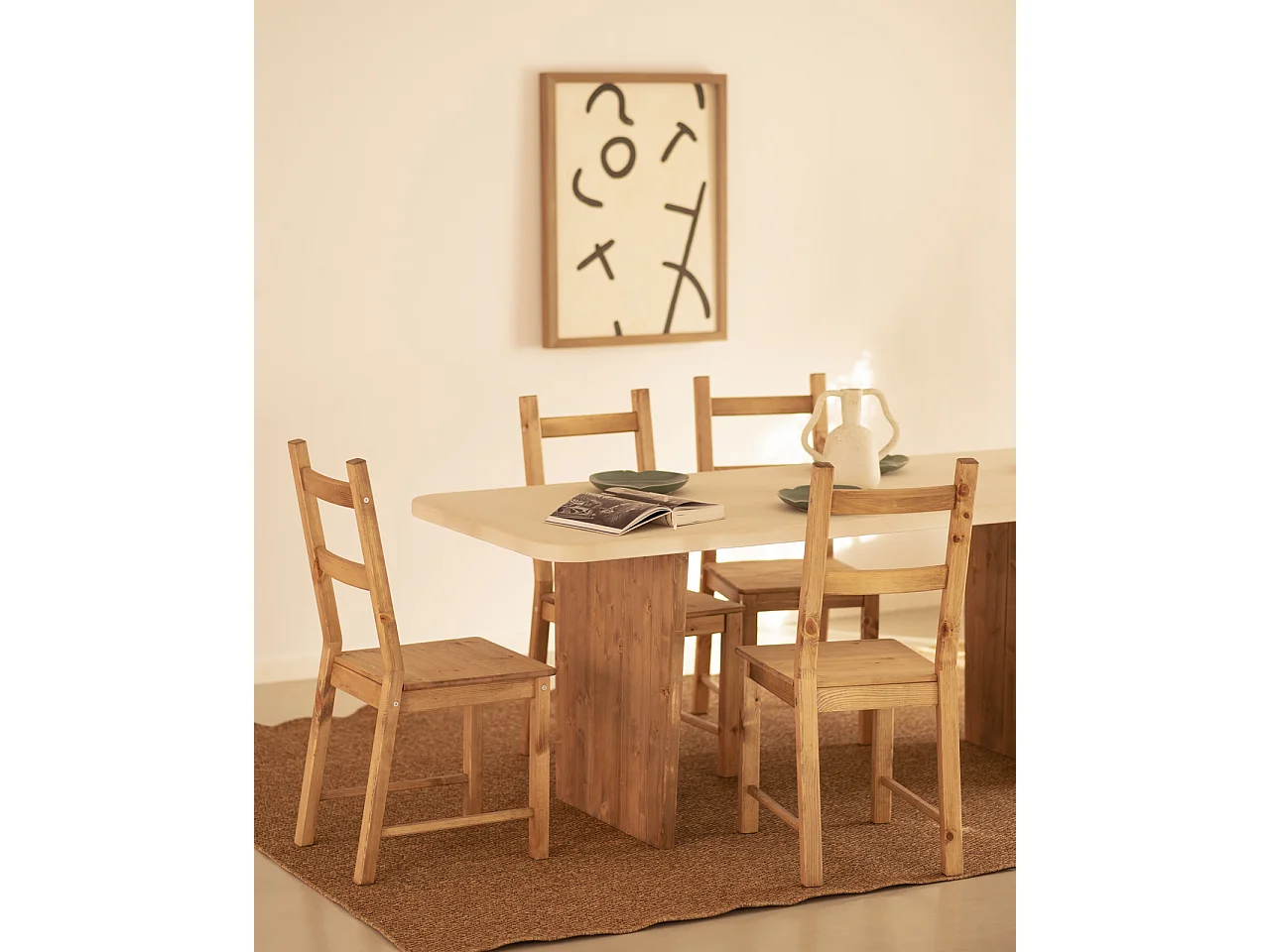 Table de salle à manger en microciment blanc cassé et vieilli 180x75cm - BIMBA - DECOWOOD