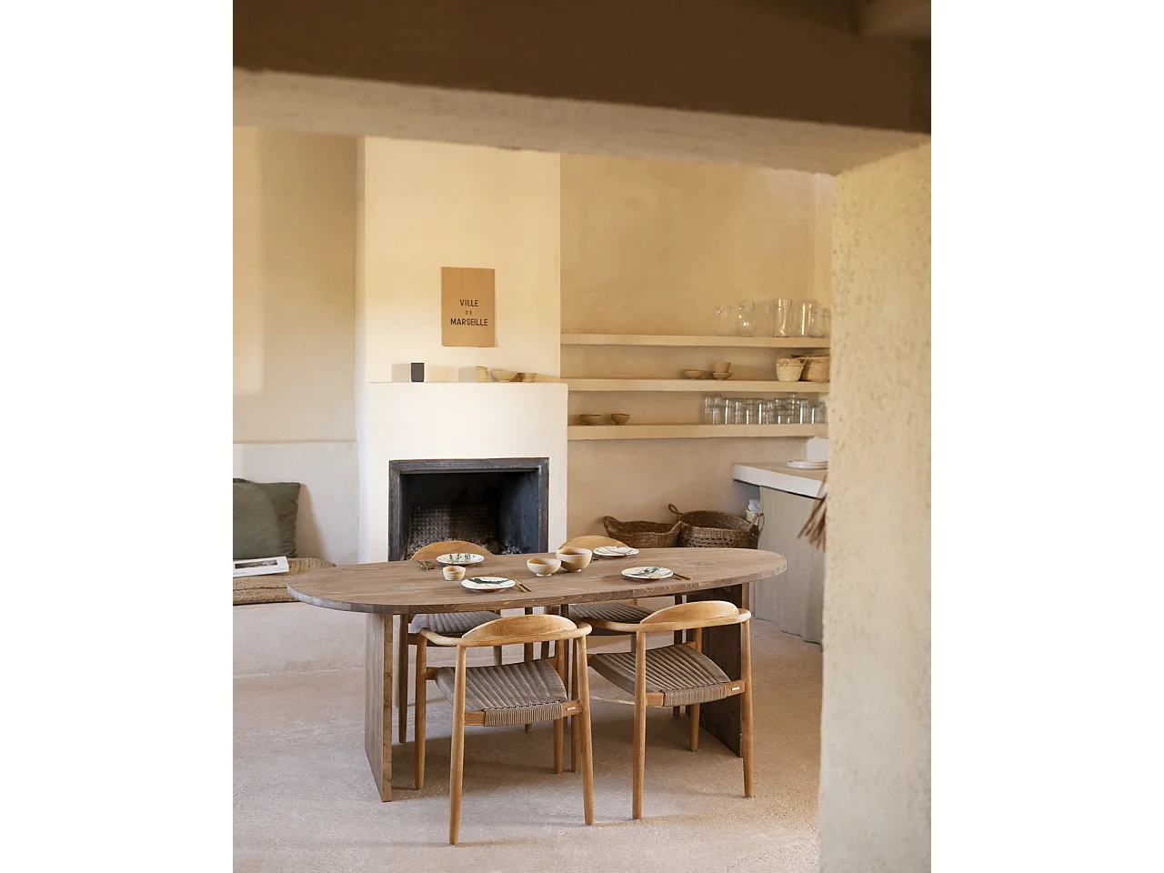 Table à manger en bois de sapin vieilli 210,2x75cm - MUR - DECOWOOD