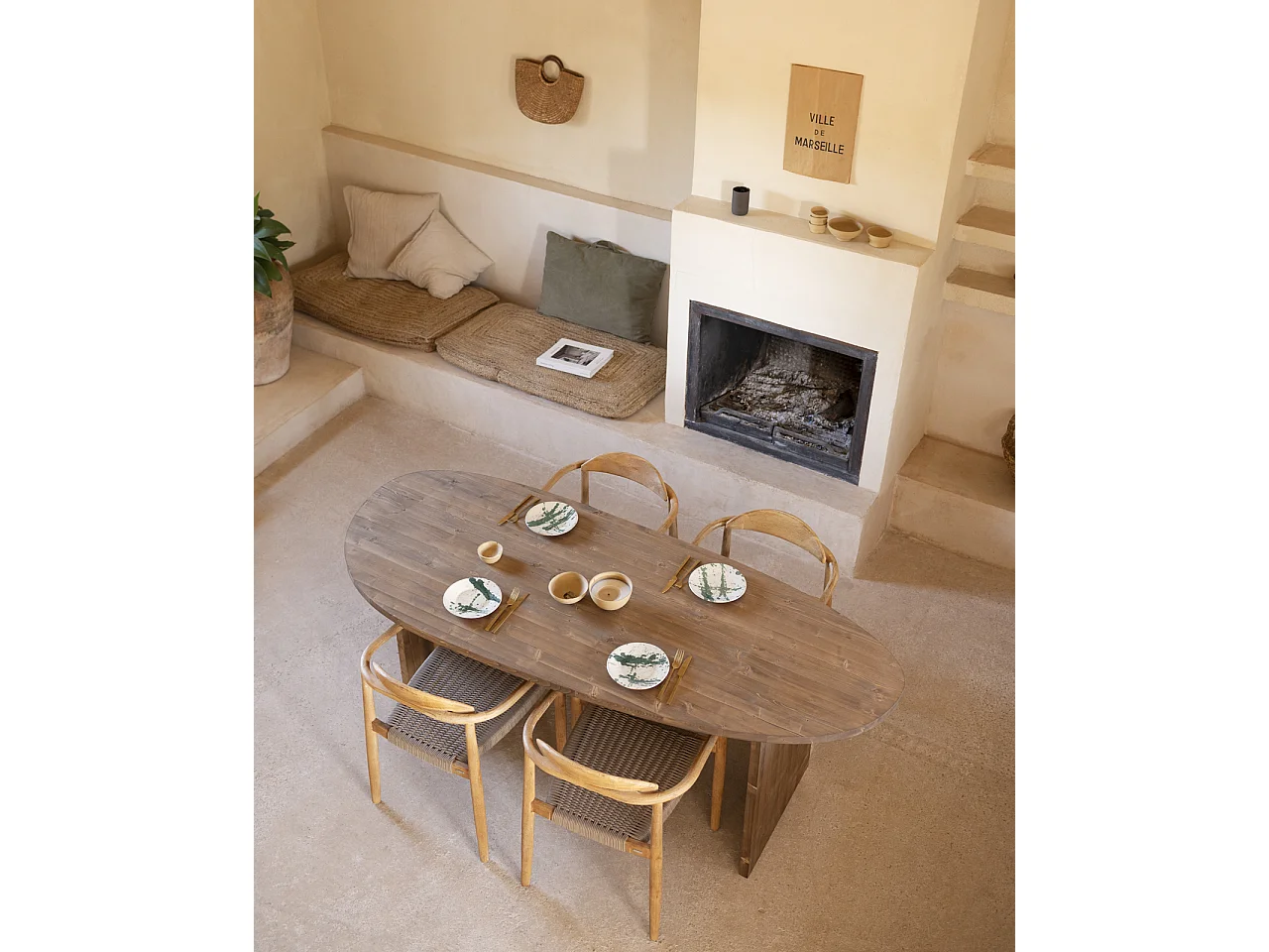 Tavolo da pranzo in legno massello in tono rovere scuro 210,2x75cm - MUR - DECOWOOD