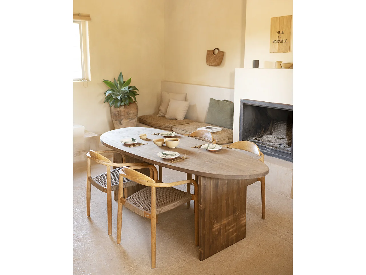 Tavolo da pranzo in legno massello in tono rovere scuro 210,2x75cm - MUR - DECOWOOD