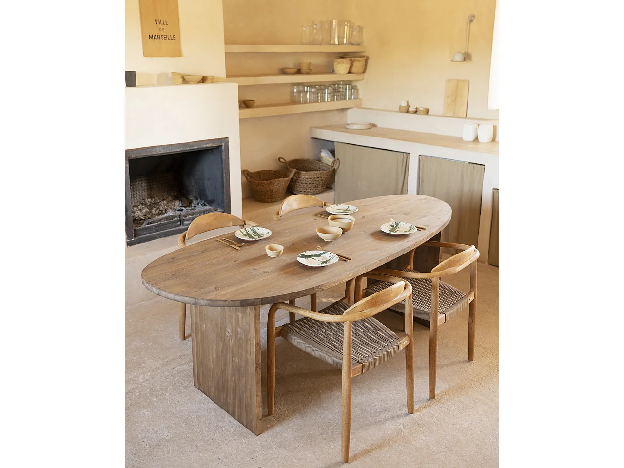 Tavolo da pranzo in legno massello in tono rovere scuro 210,2x75cm - MUR - DECOWOOD