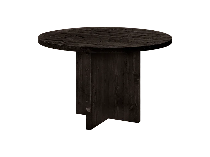 Tavolo da pranzo rotondo in legno massello in tono nero 110x75cm - TOKYO - DECOWOOD